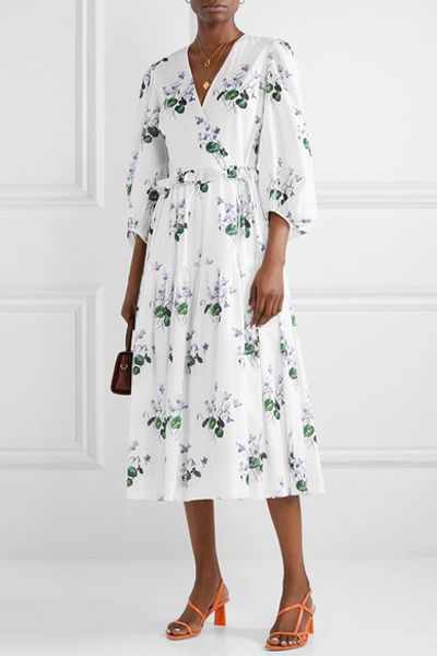 Ruffle-Trimmed Floral-Print Cotton-Voile Wrap Dress from Les Rȇveries