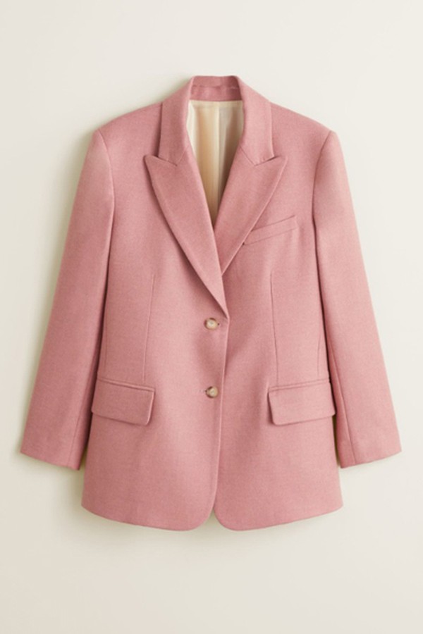 Wool Suit Blazer In Pink from Mango