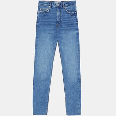 Premium High Waist Skinny Sunrise Blue Jeans from Zara