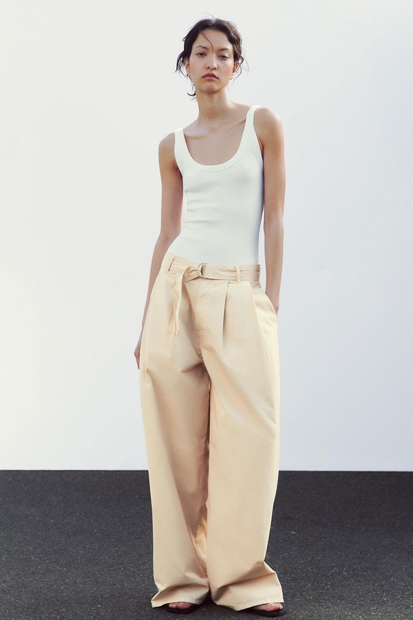 Trousers With Belt & Darts from Zara