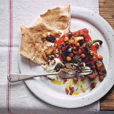 Red Pepper Stuffed With Spiced Chickpeas & Aubergine