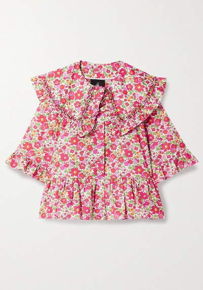 Martha Ruffled Floral-Print Cotton-Poplin Blouse  from Horror Vacui 