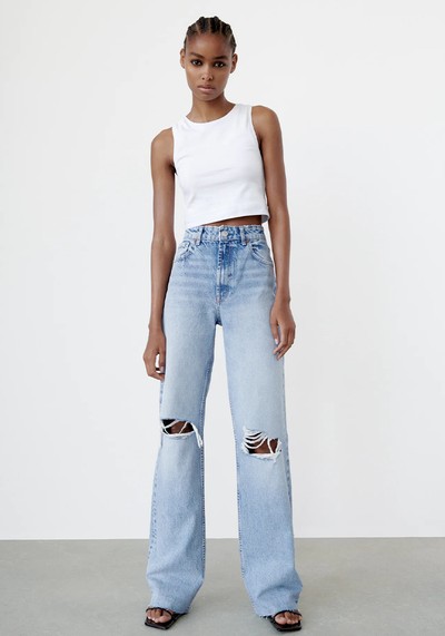 Ripped Wide Leg Jeans from Zara 