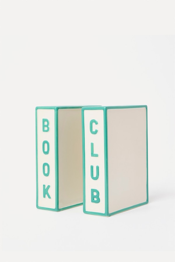 Book Club Cream Ceramic Bookends from Oliver Bonas