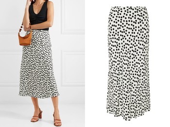 Kelly Polka-Dot Crepe Midi Skirt from Rixo