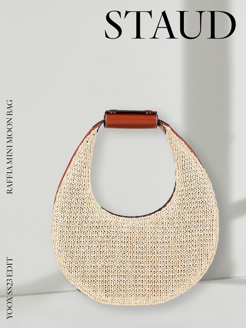 Raffia Mini Moon Bag from Staud