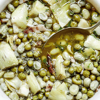 Broad Bean, Artichoke & Pea Stew