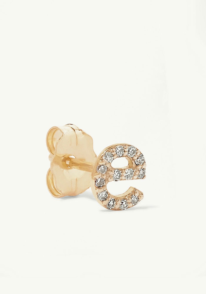 Alphabet Gold Diamond Single Earring from Stone & Strand