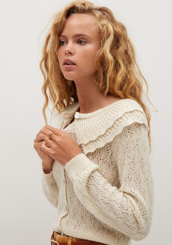 Openwork Baby Doll Neck Cardigan from Mango