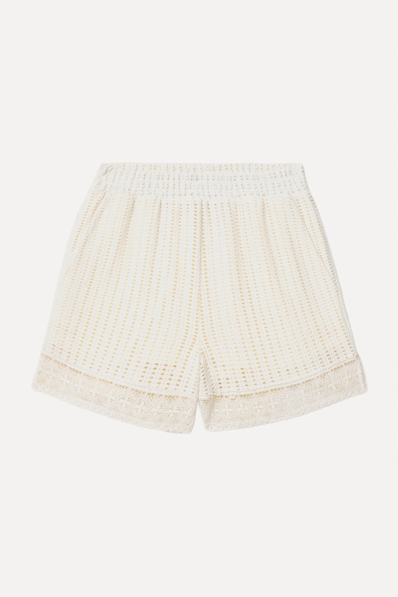 Elma Mid Rise Crochet Cotton Shorts 