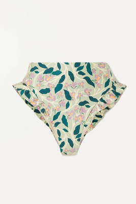 Jengibre Ruffled Floral-Print Recycled Bikini Bottoms from Agua By Agua Bendita 