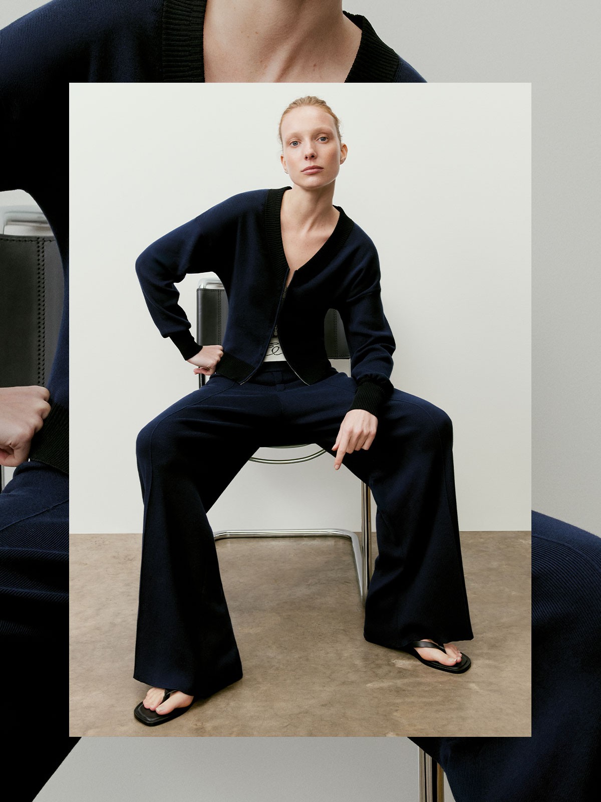 Double Waistband Knitted Trousers