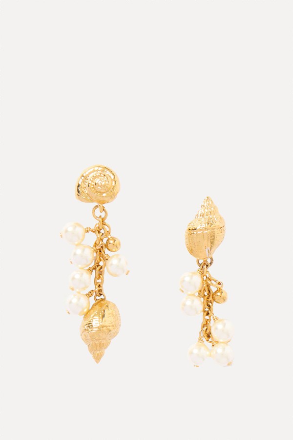 Faux Pearl Embellished Gold-Tone Earrings from Chloé