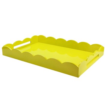 Yellow Large Lacquered Scallop Ottoman Tray