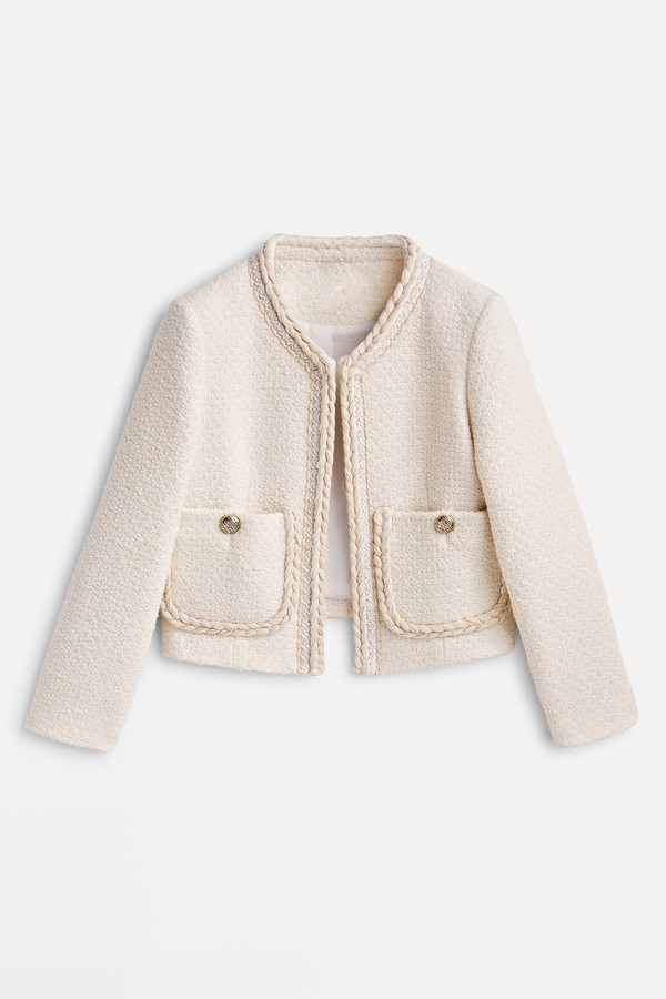 Cropped Textured Jacket from Massimo Dutti