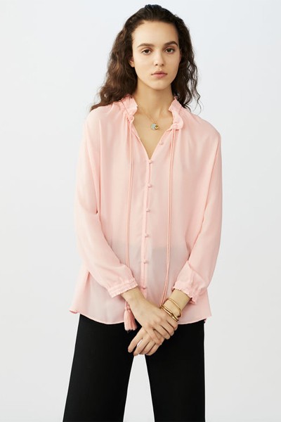 Blouse Shirt With Drawstring