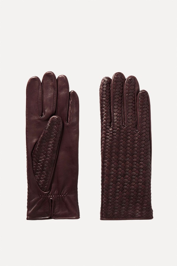 Stanilas Woven Leather Gloves from AGNELLE