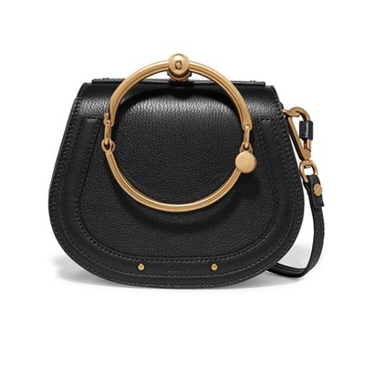 Nile Bracelet Small Textured-Leather and Suede Shoulder Bag