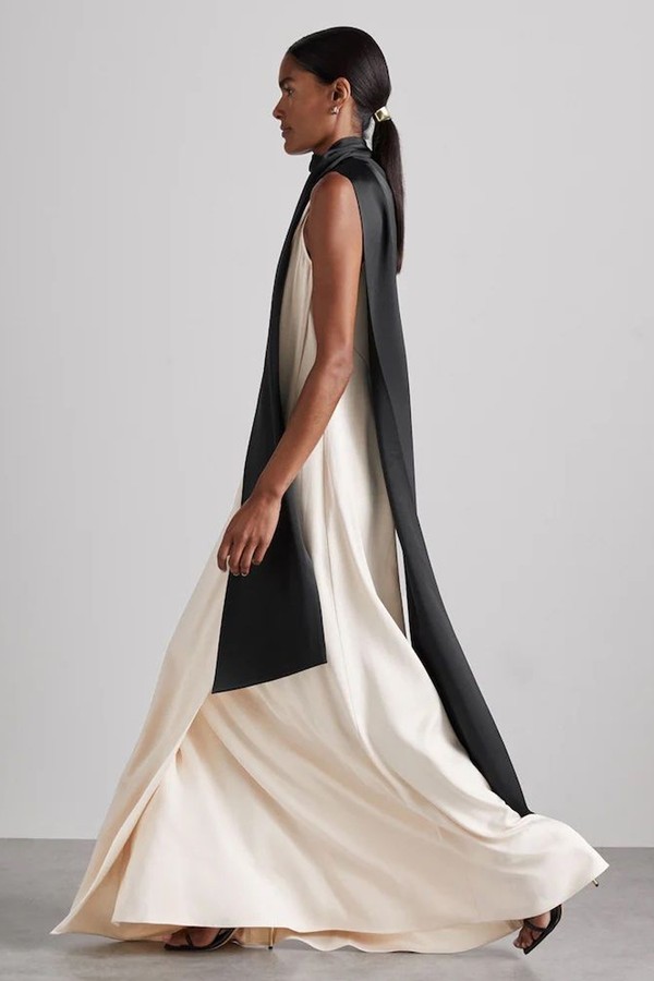 Isobel Atelier Sash-Neck Satin Occasion Dress