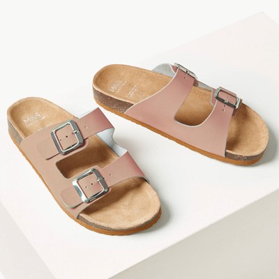 Leather Flatform Mule Sandals