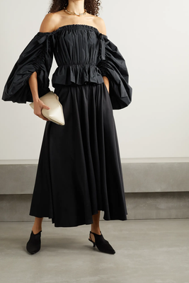 Off-The-Shoulder Pleated Recycled Taffeta Top from Jason Wu
