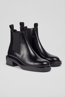 Gloria Black Polished Leather Flat Chelsea Boots from LK Bennett