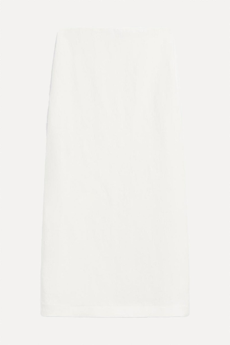 Straight Hemp Blend Midi Skirt from Massimo Dutti