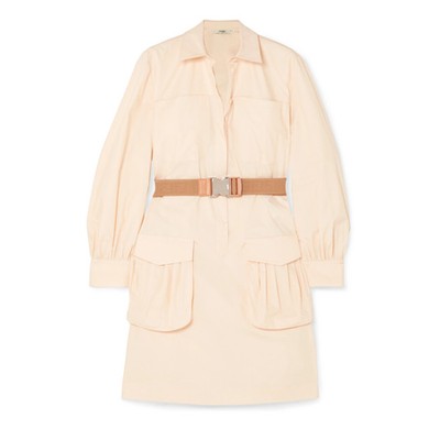 Belted Cotton-Poplin Mini Dress from Fendi