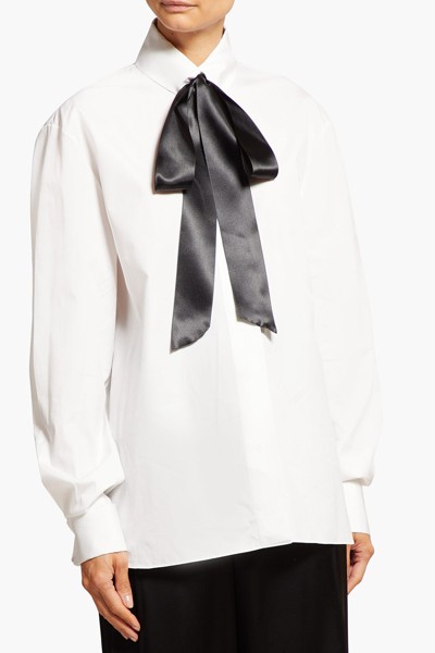 Pussy-Bow Cotton-Poplin Blouse from Alexandre Vauthier