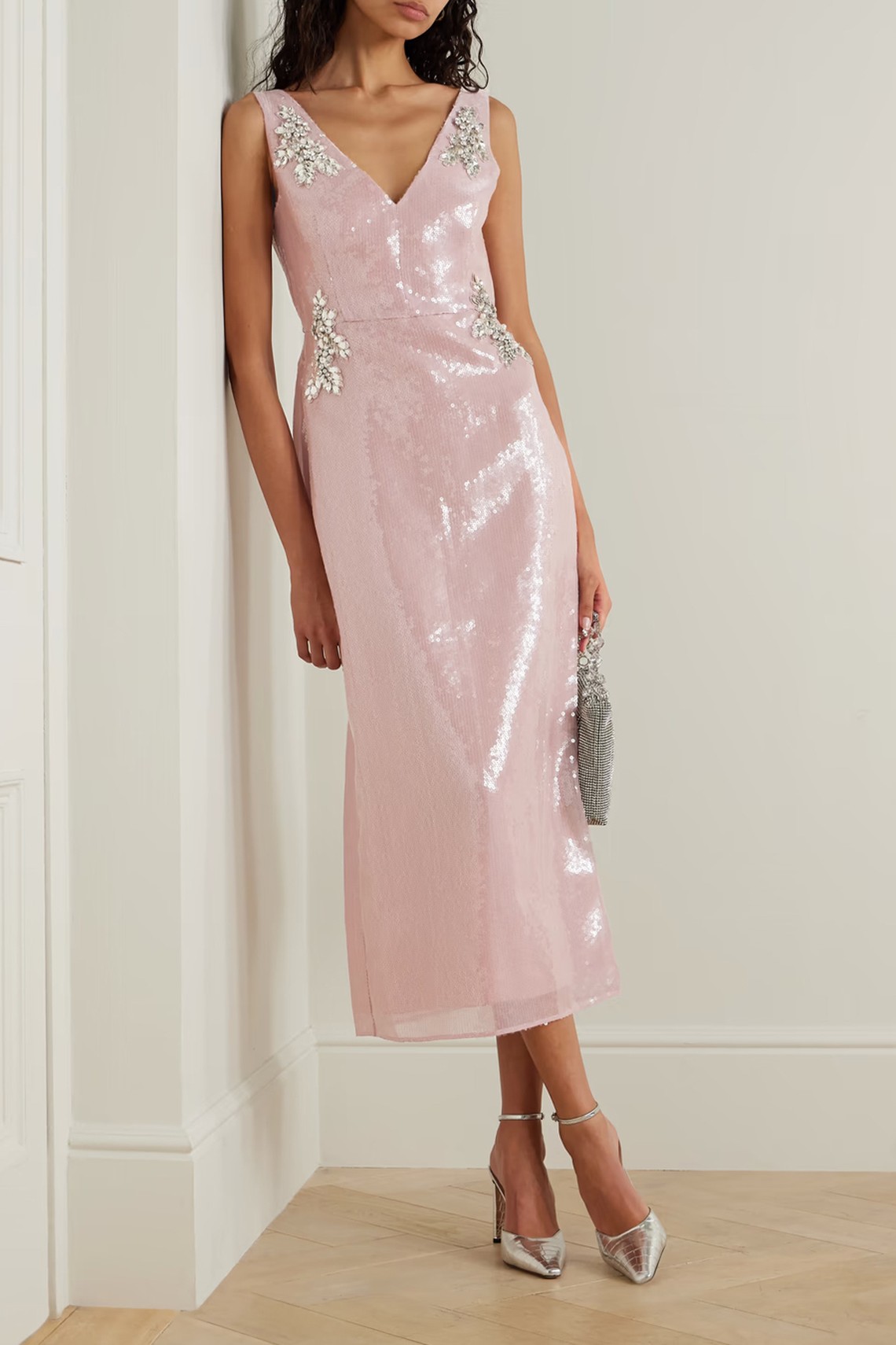 Sequined Silk And Embellished Tulle Midi Dress from ERDEM