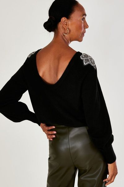 Embellished Shoulder Scoop Neck Jumper, £65 | Monsoon