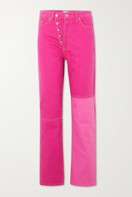 Two-Tone High-Rose Straight Leg Jeans from Ganni