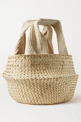 Basket Leather-Trimmed Woven Raffia Tote from JW Anderson