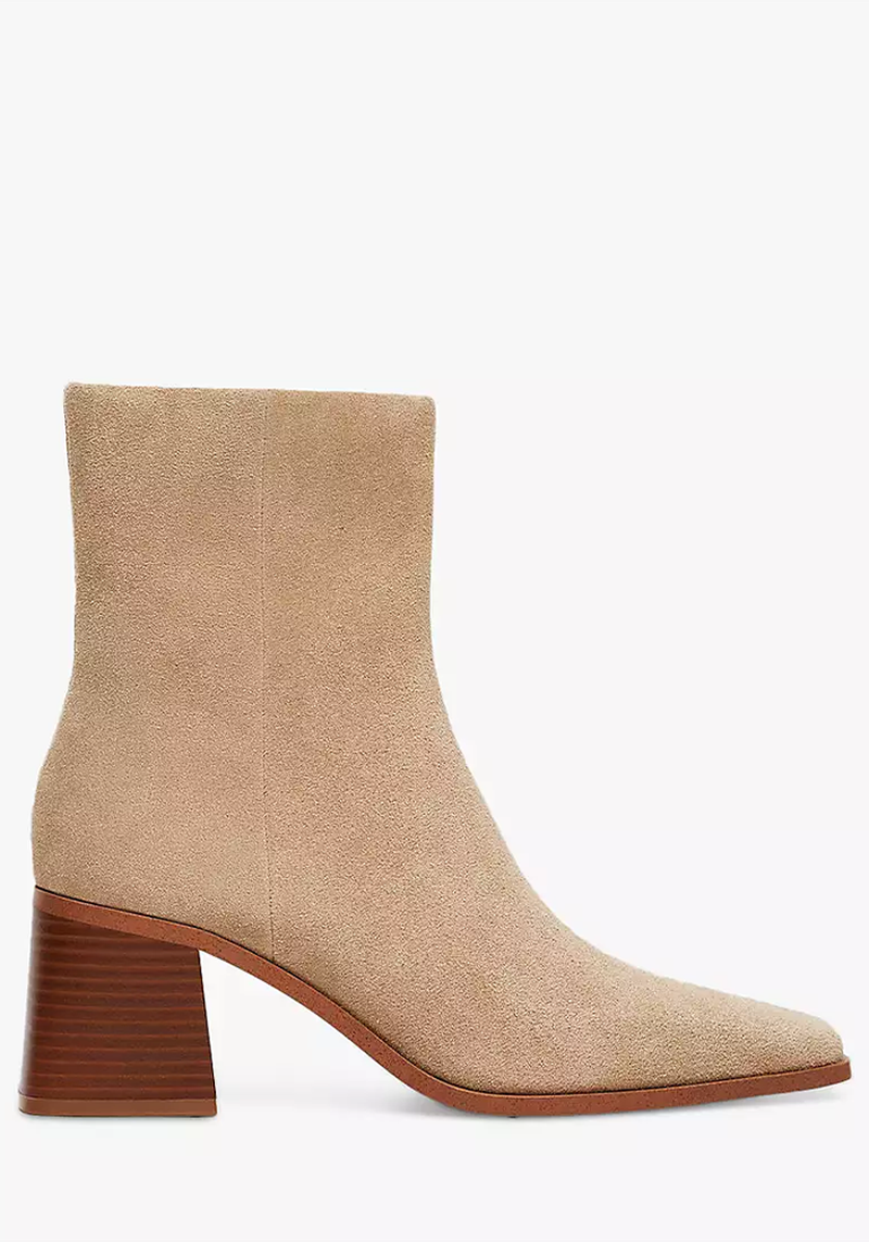 Suede Block Heel Ankle Boots from Mango