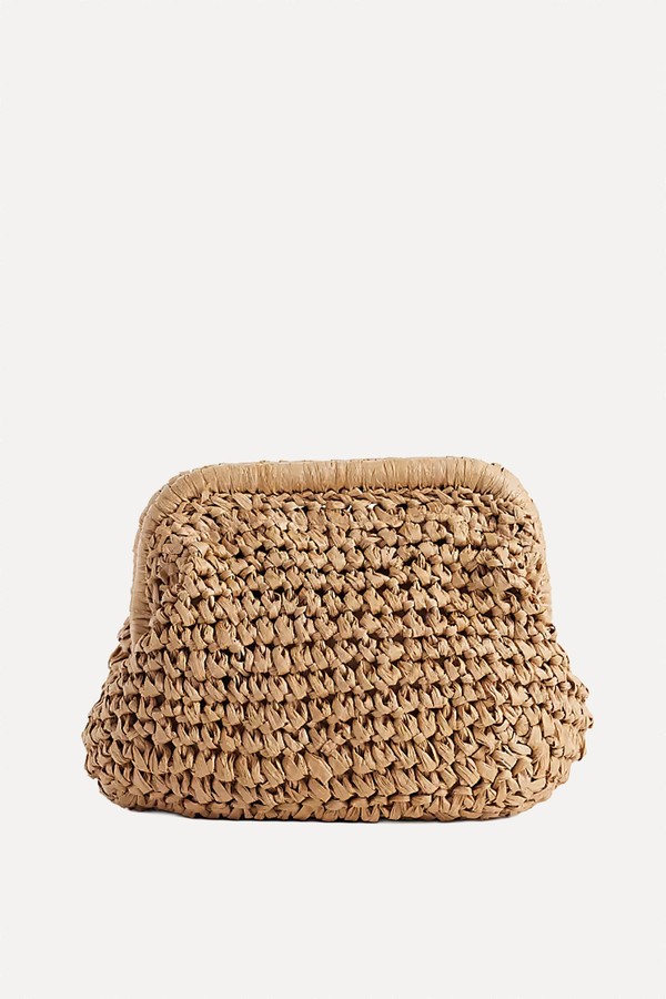 Hand Crochet Straw Frame Clutch Bag With Detachable Crossbody Strap from ASOS DESIGN