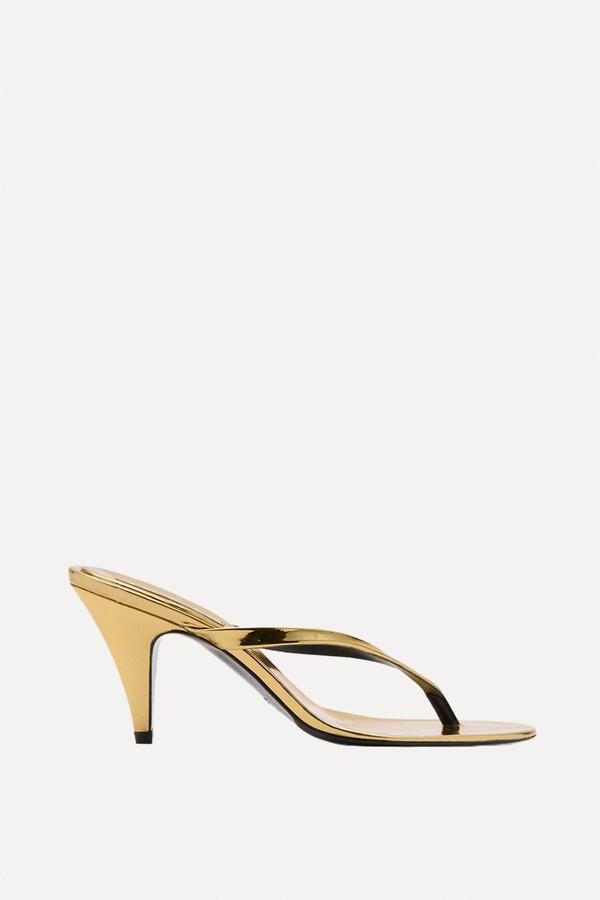 Metallic Funnel-Heel Sandals from Mango