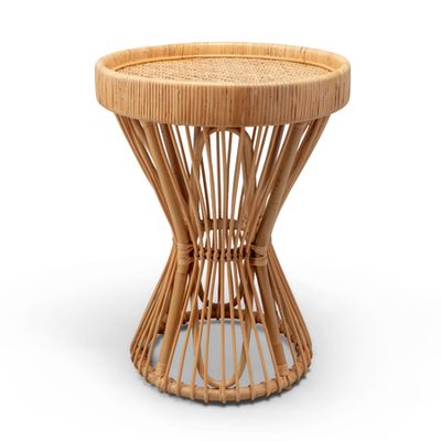 Small Caned Side Table In Natural