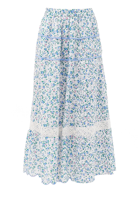 Saratoga Floral-Print Cotton Maxi Skirt from LoveShackFancy