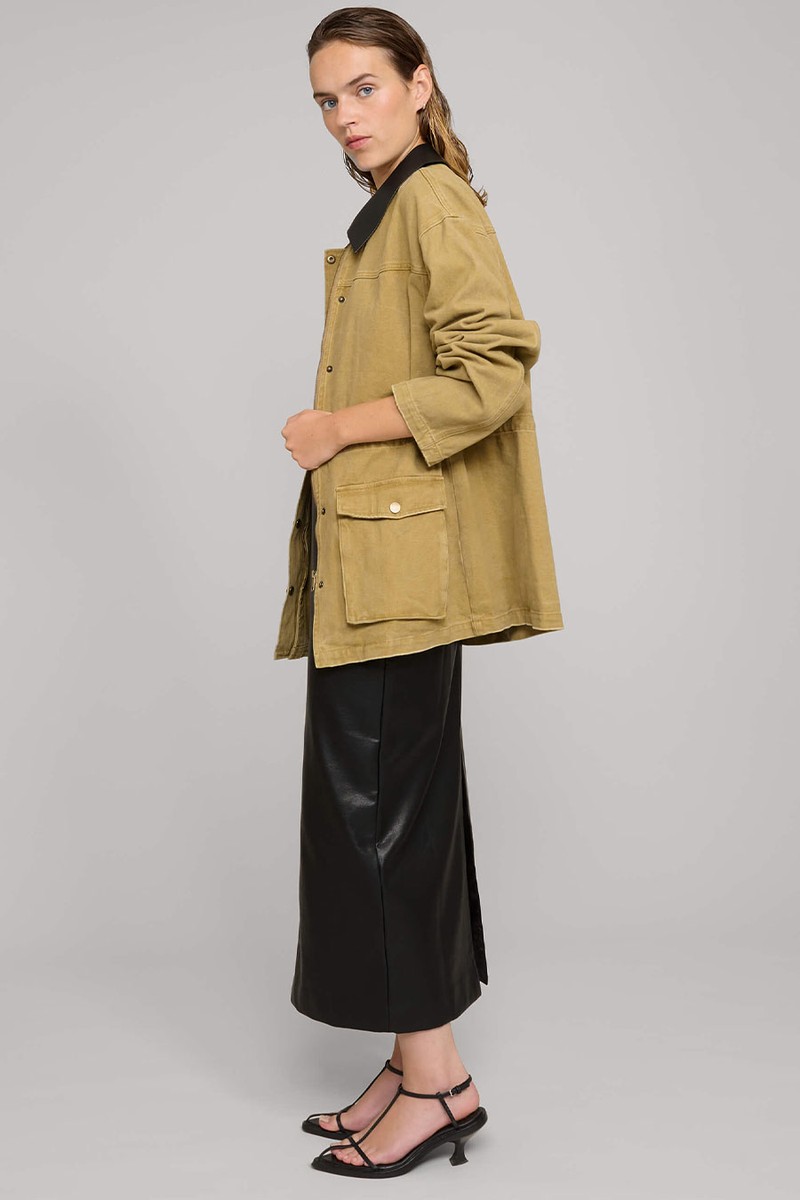 Leather Collar Barn Jacket from Pixie Market