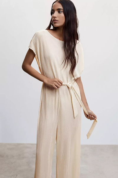 Jungla Satin Pleated Jumpsuit from Mango