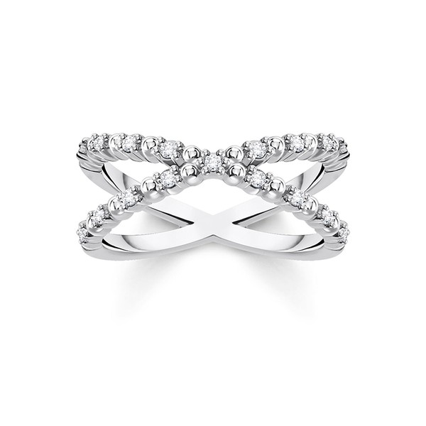 Ring Dots With White Stones Silver