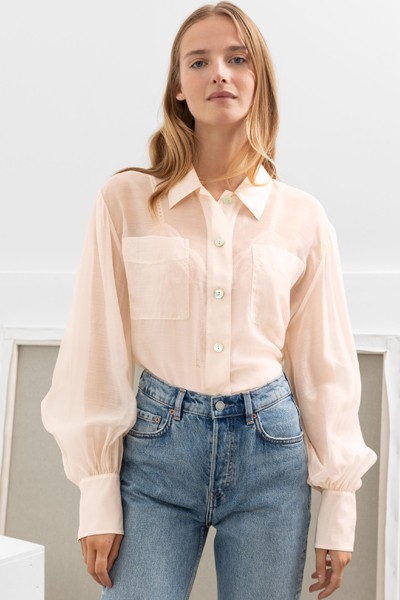 Flowy Puff Sleeve Button Up Shirt from & Other Stories