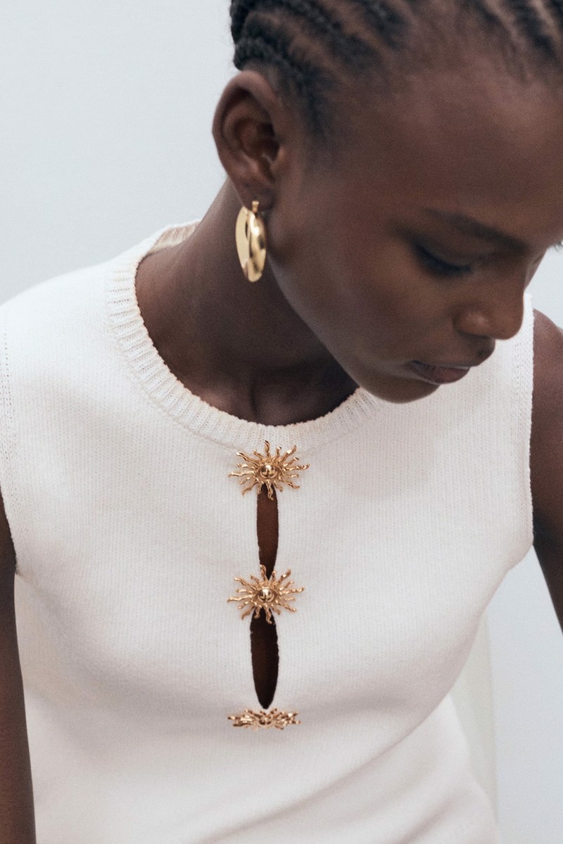 Knitted Top With Jewel Buttons