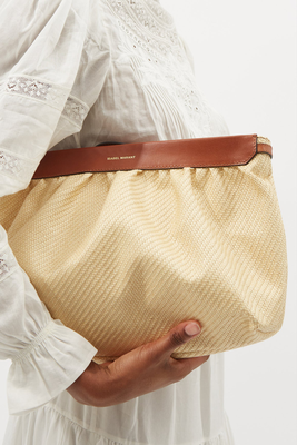 Luz Leather-Trim Raffia Clutch Bag from Isabel Marant 