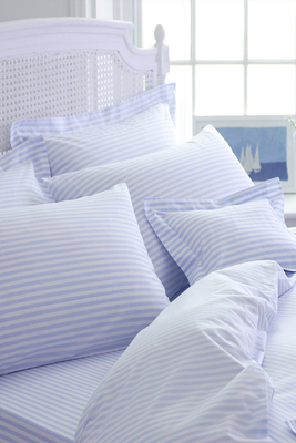 Blue Candy Stripe Oxford Pillowcase from Cologne & Cotton