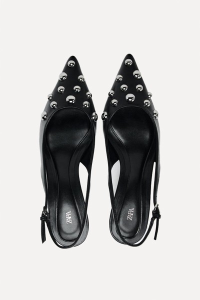 Studded Kitten Heel Slingback Shoes