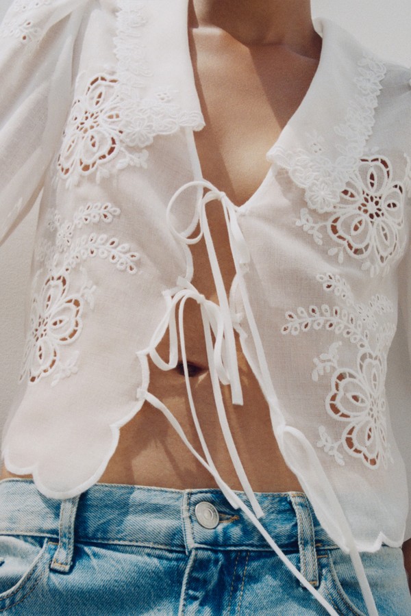 Embroidered Blouse With Bows from Mango