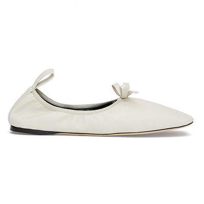 Square-Toe Elasticated Leather Ballet Flats from Loewe