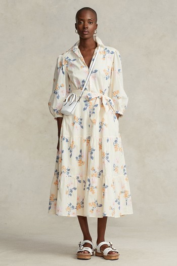 Floral Tiered Cotton Midi Shirtdress, £265