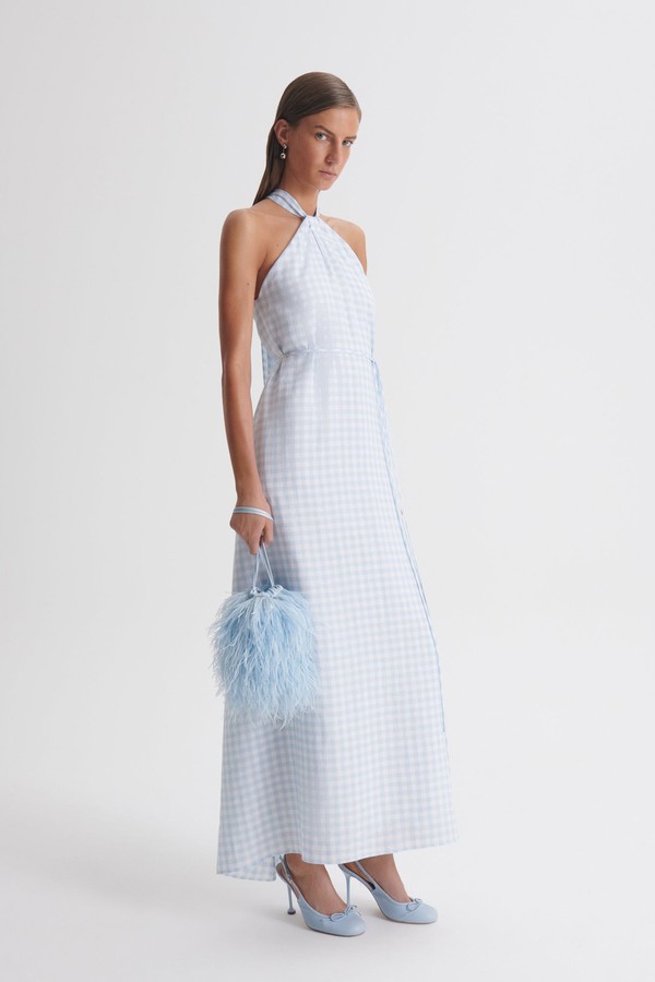 Gingham Tie Neck Dress